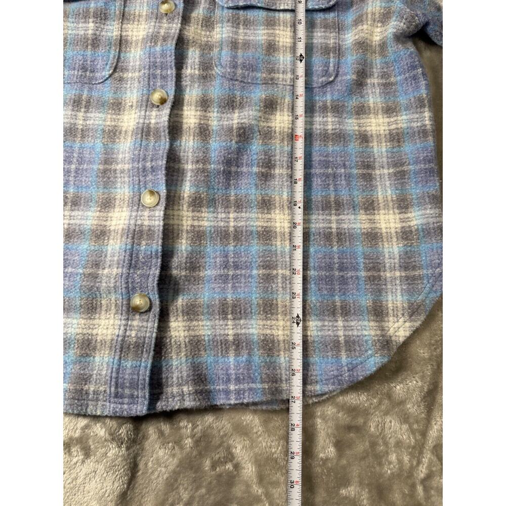 American Eagle Blue Plaid Cozy Fleece Shirt Jacket Shacket Womens Size M - Picture 5 of 6